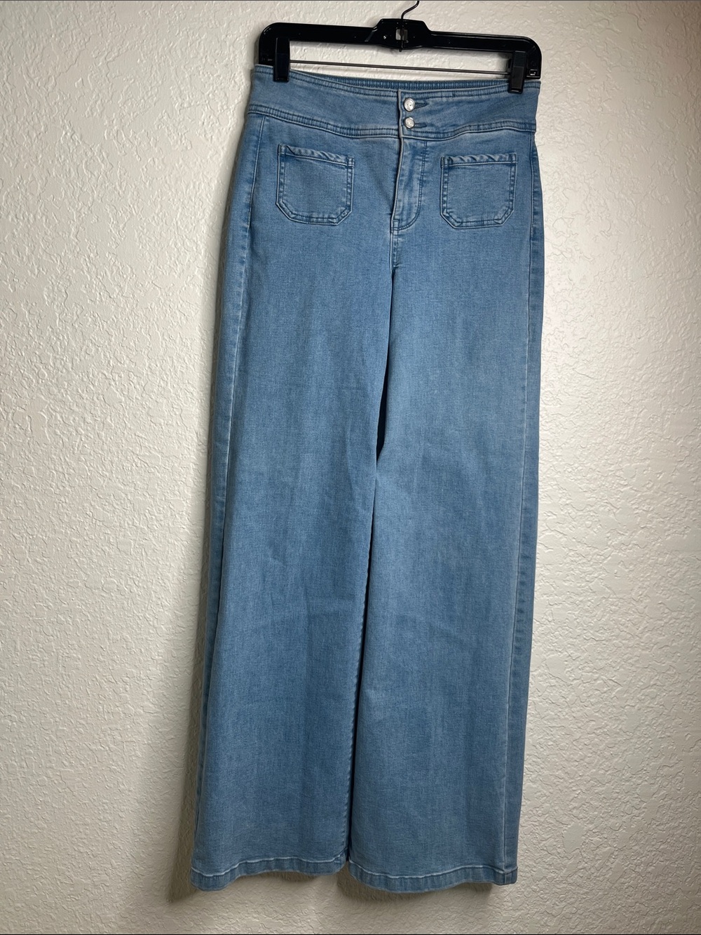 NYDJ Light Wash Wide Leg Front Pocket Denim Jeans Sz 2 - Picture 3 of 7
